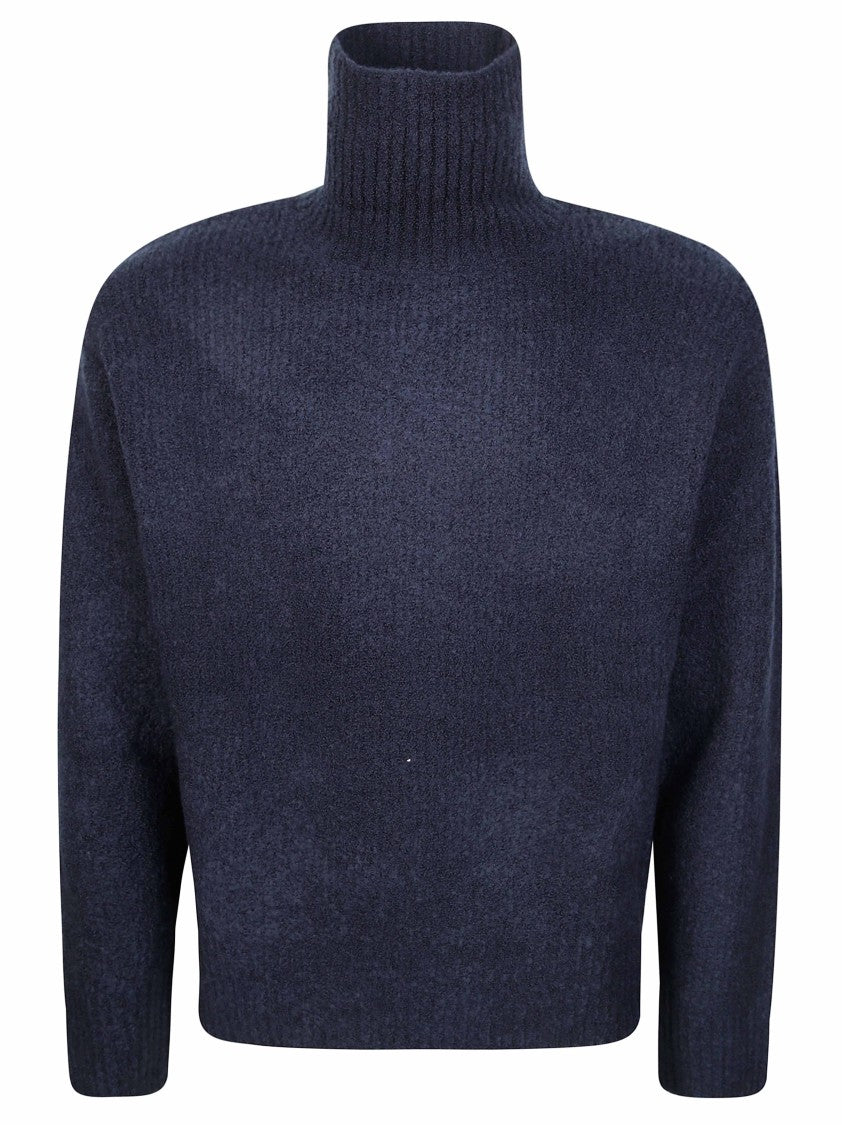 Paolo Pecora Dark Navy Blue Lupetto Turtleneck Sweater
