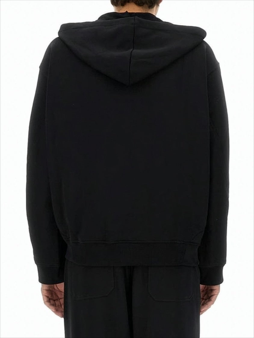 Helmut Lang Relaxed Fit Hoodie With Drawstring Hood And Kangaroo Pocket
