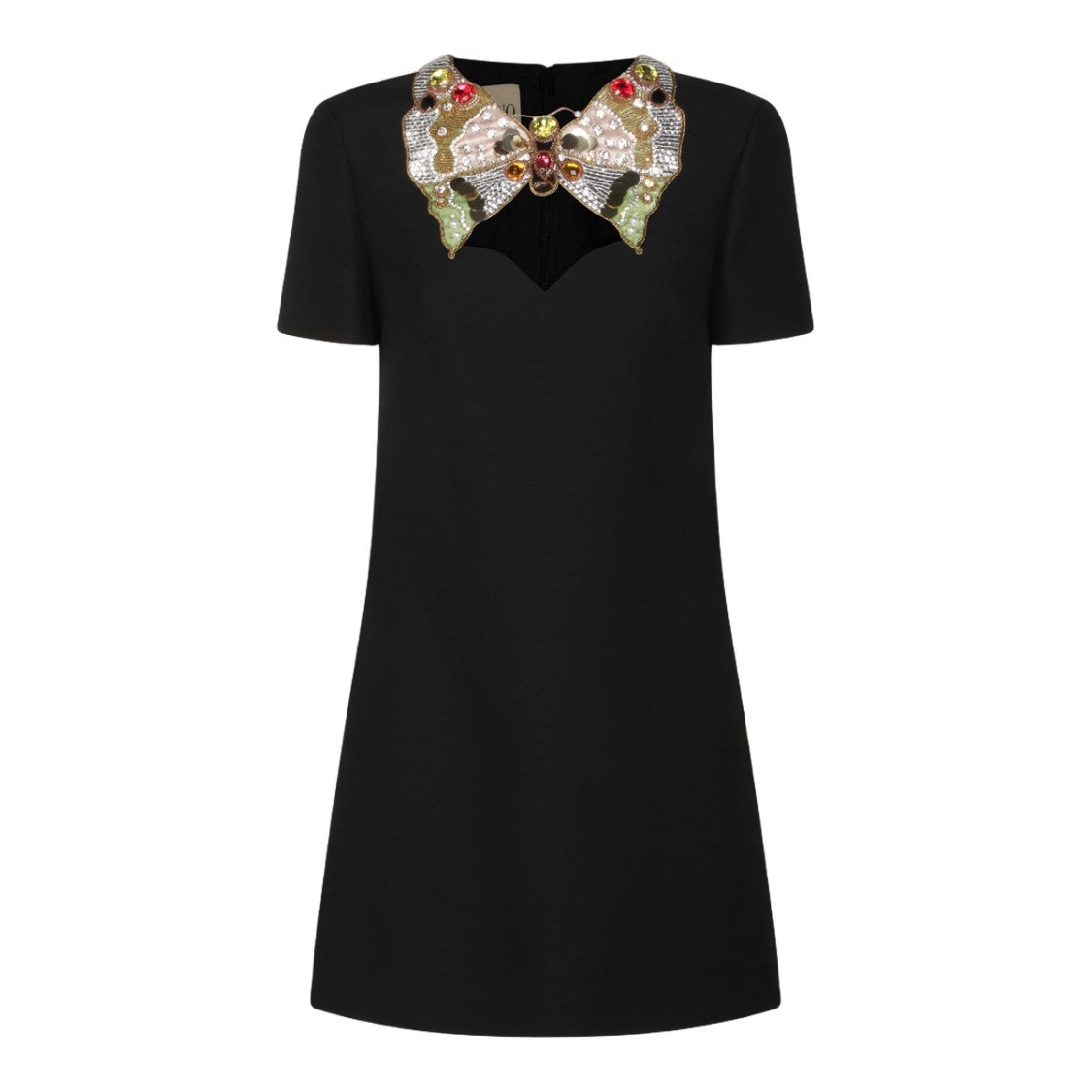 Valentino Short-Sleeved Dress With Embellished Butterfly Applique
