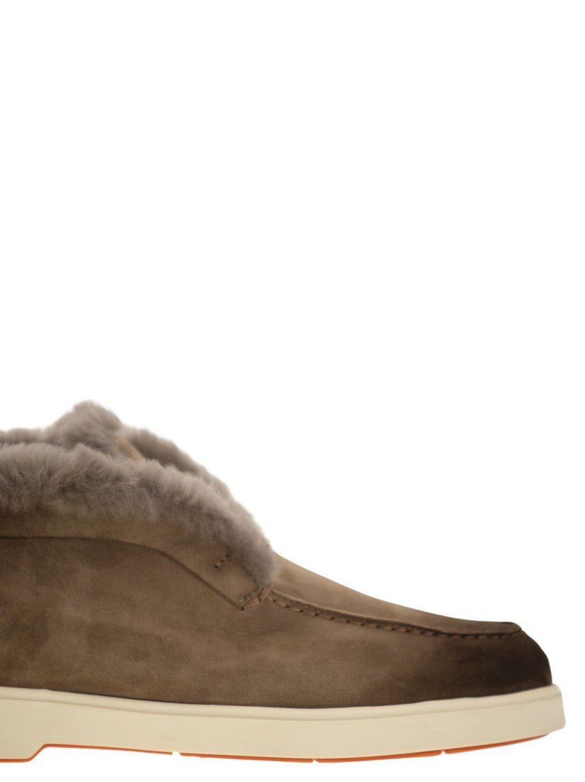 Santoni Suede And Fur Desert Boot