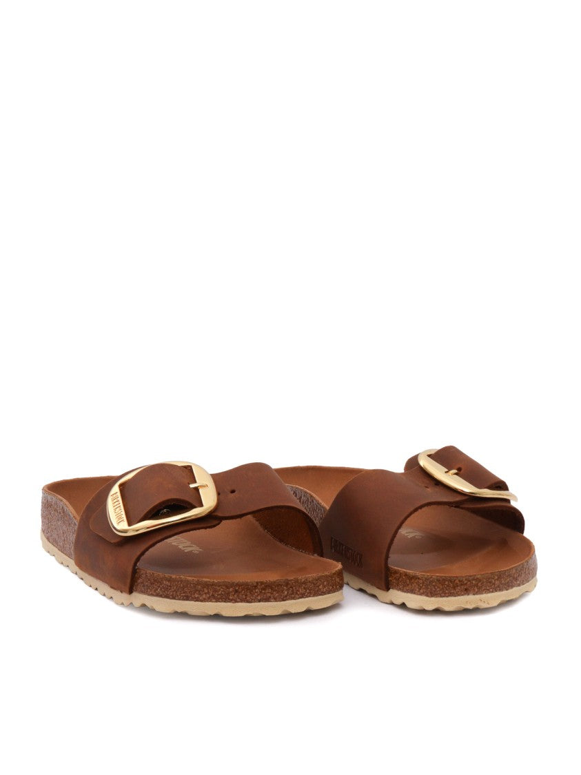 Birkenstock Cognac Madrid Oiled Leather Slide Sandal