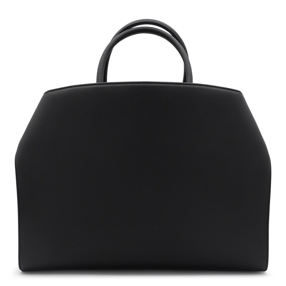 Ferragamo Structured Black Leather Shoulder Bag With Adjustable Strap