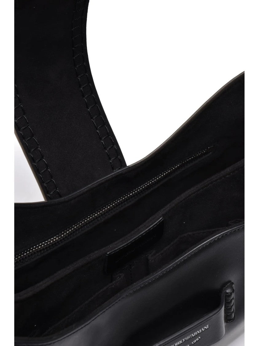 Emporio Armani Black Bovine Leather Compartmentalized Bag