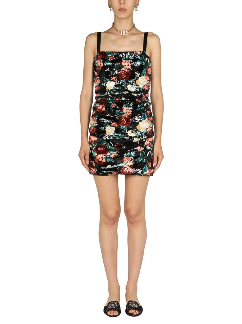 Dolce & Gabbana Rose Embroidery Short Dress
