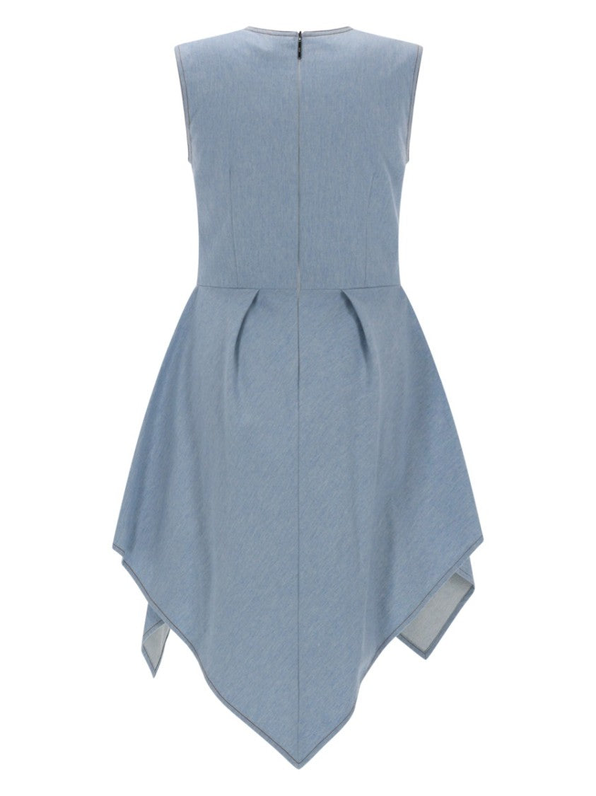 Msgm Neutrals Sleeveless Asymmetrical Denim Dress