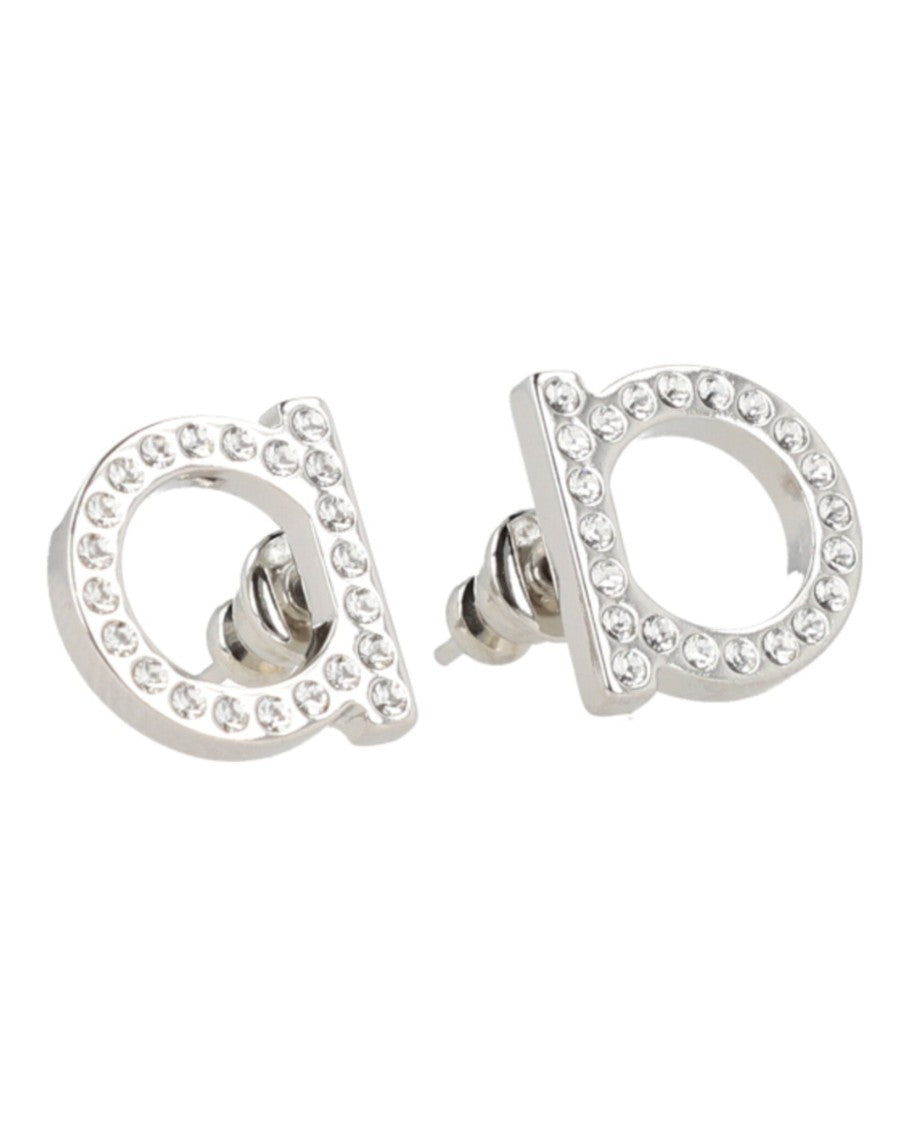 Ferragamo Crystal-Embellished Letter Motif Earrings