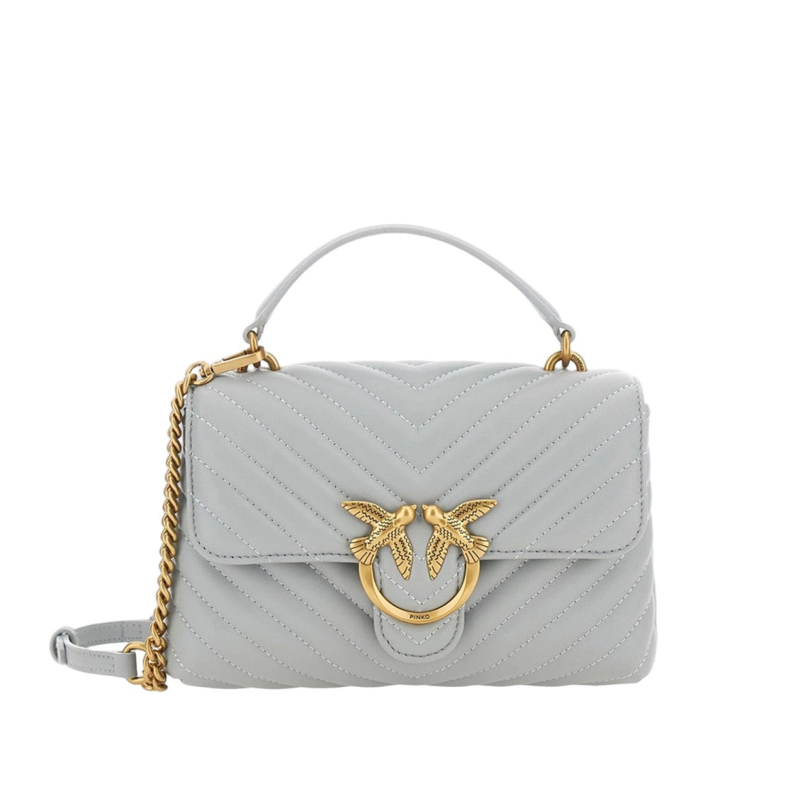 Pinko Gray Quilted Nappa Bag