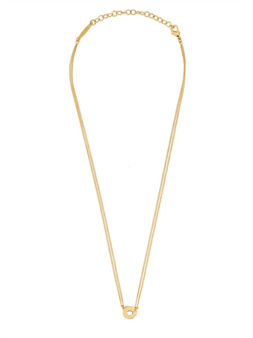 Ferragamo Gold Hooks Oval Pendant Necklace Jewelry