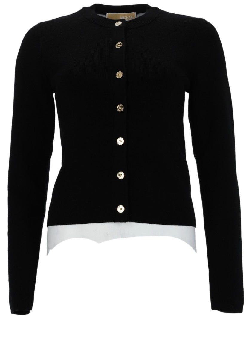 Michael Michael Kors Fitted Black Cardigan With Round Neckline And Button-Down Front