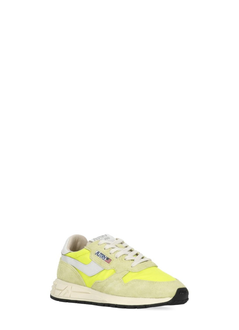 Autry Yellow Reelwind Low Suede-Blend Sneakers