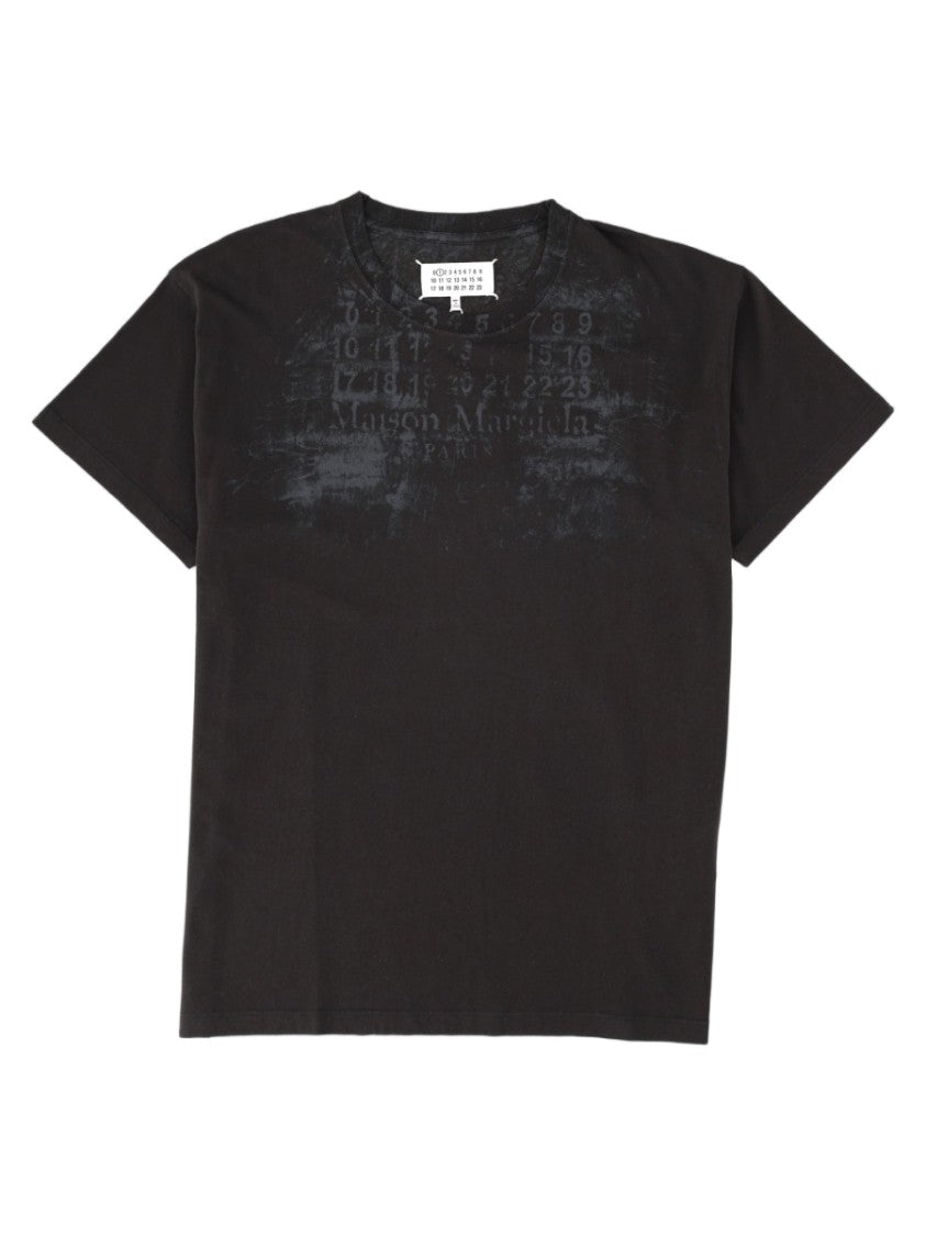 Maison Margiela Short-Sleeved Faded Graphic Black Cotton T-Shirt