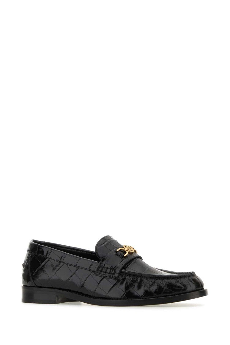 Versace Black Leather Medusa 95 Loafers
