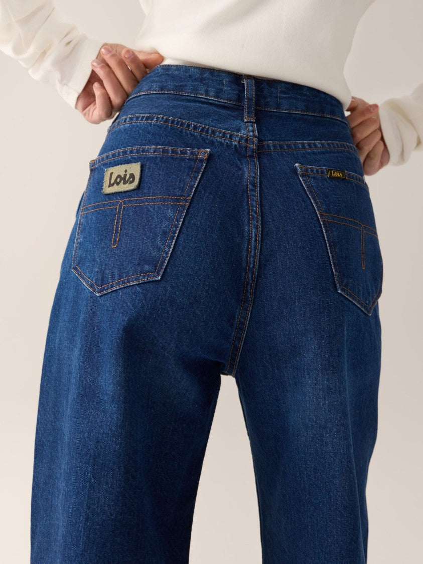 Iois High-Waisted Wide-Leg Denim Skater Jeans