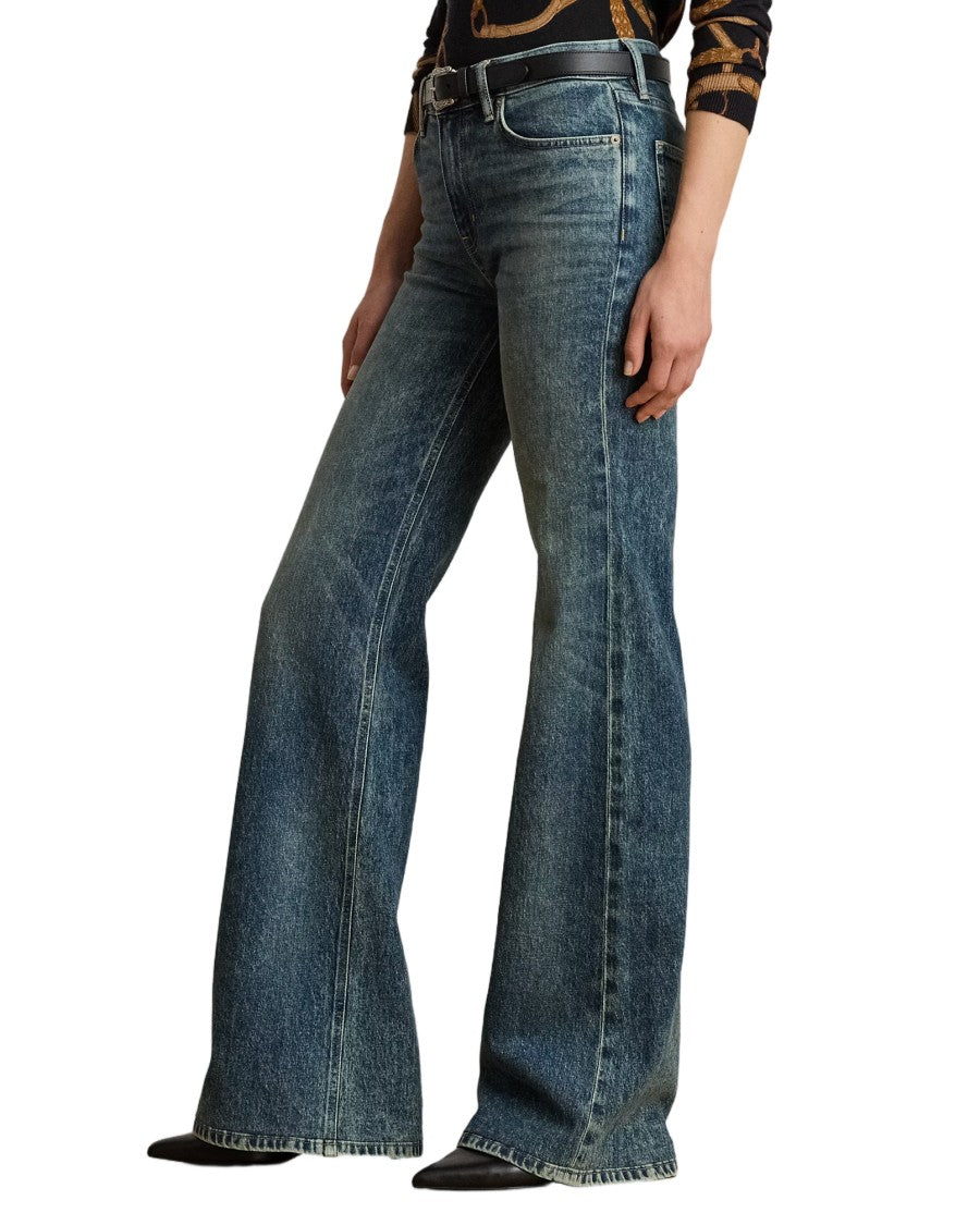 Lauren Ralph Lauren Haze Wash Retro Flare Cotton Jeans