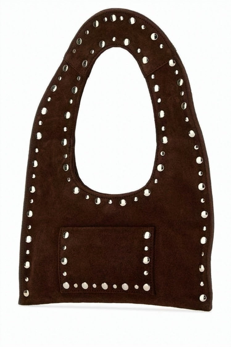 Gimaguas Brown Leather Tote Bag With Unique Rounded Top Handle