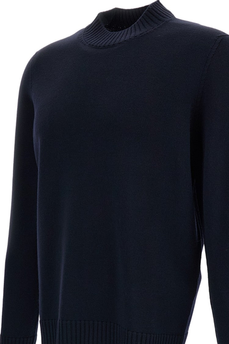 Drumohr Blue Plain-Knit Wool Turtleneck Sweater