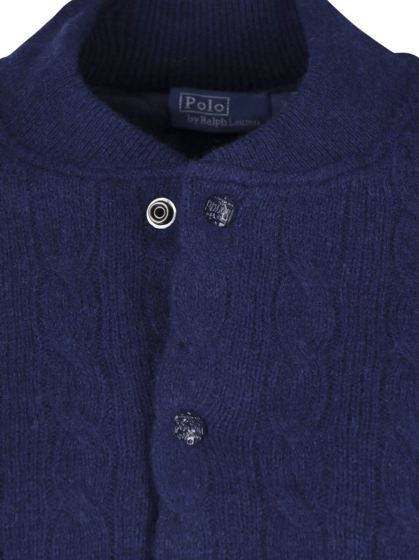 Polo Ralph Lauren White Cropped Cable Knit Logo Jacket