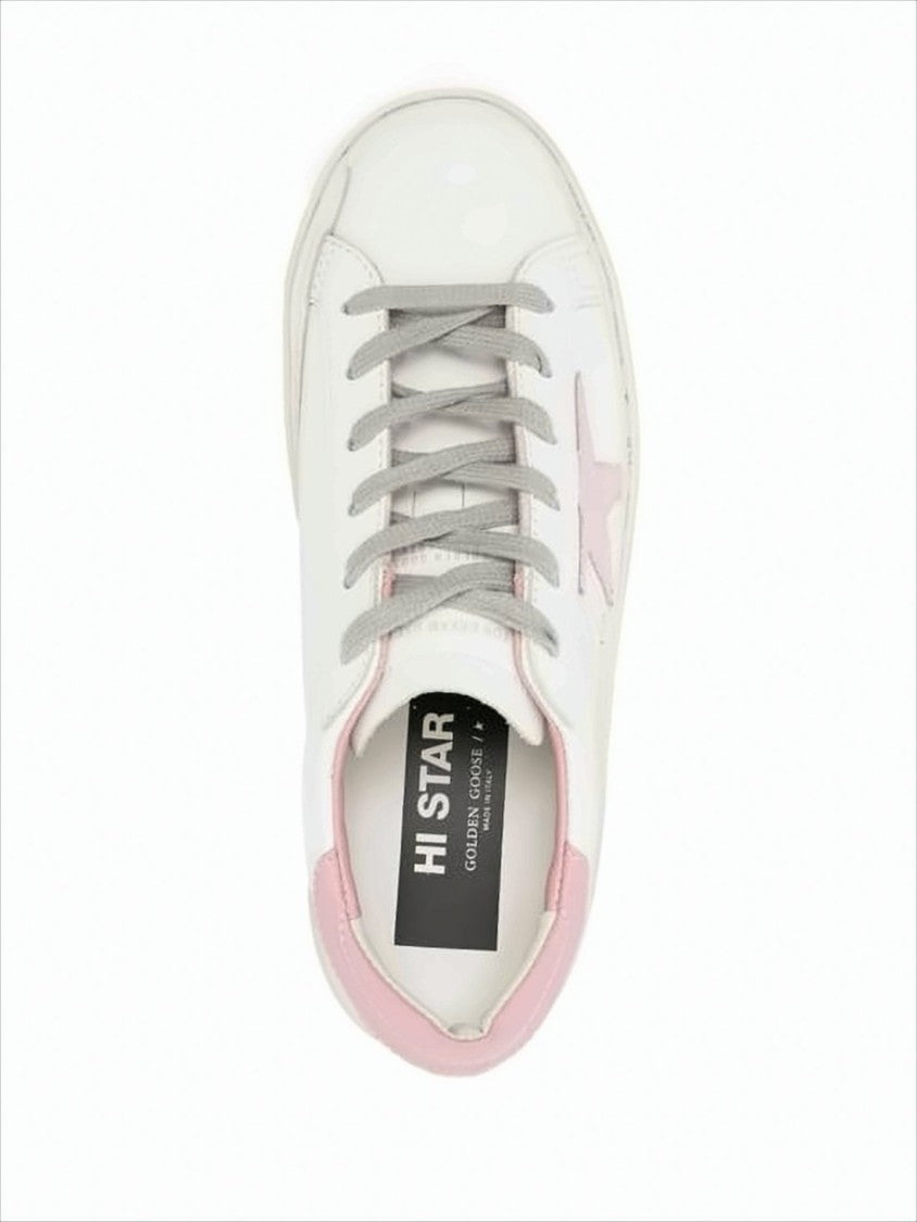 Golden Goose Low-Top Sneakers With Pink Star Detail And Distressed Sole