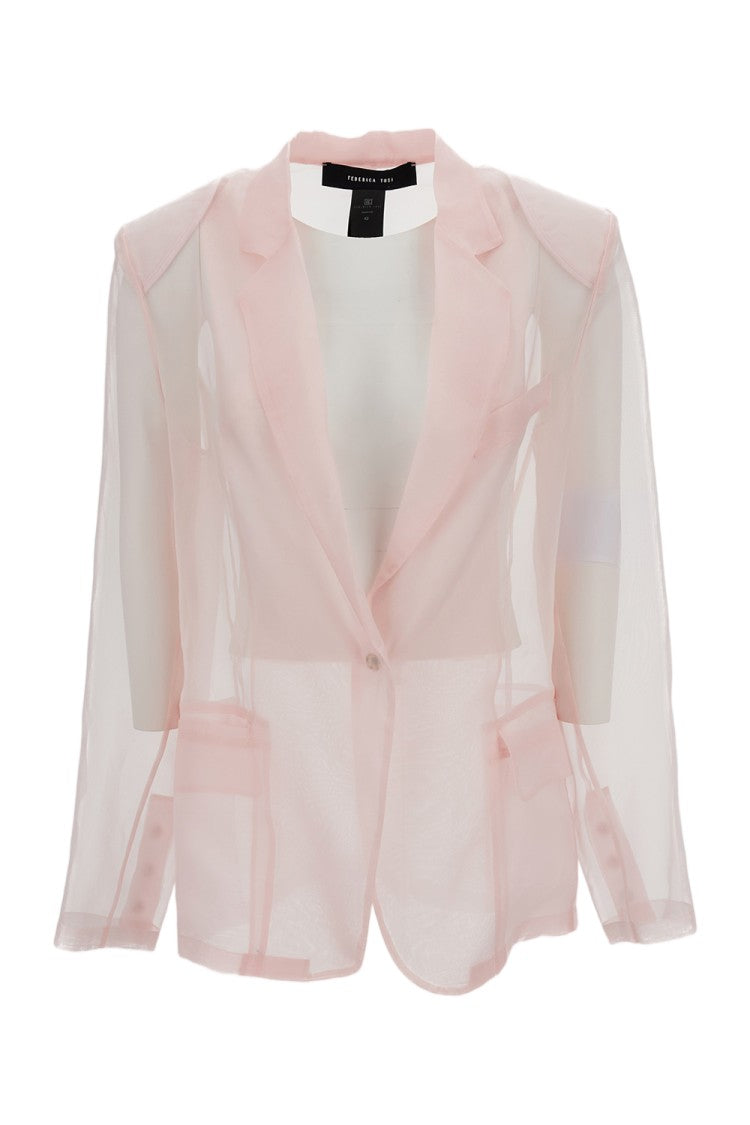 Federica Tosi Transparent Organza Silk Blazer With Snap Closure
