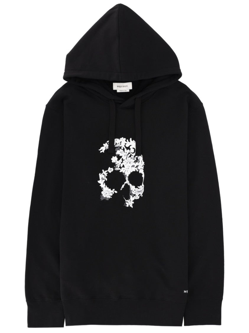 Alexander Mcqueen Skull Motif Cotton Floral Hoodie