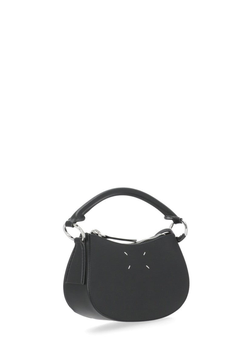 Maison Margiela Curved Black Hobo Bag With Adjustable Shoulder Strap