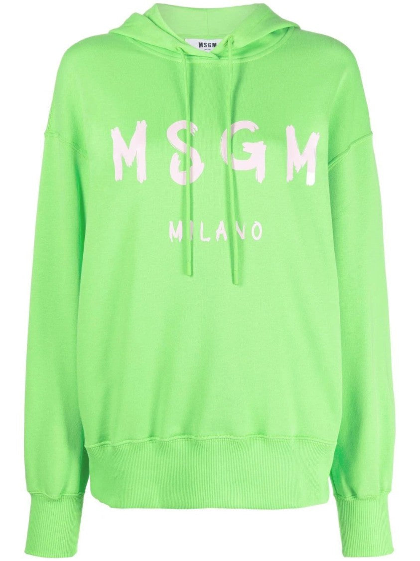 Msgm Logo-Print Cotton Hoodie