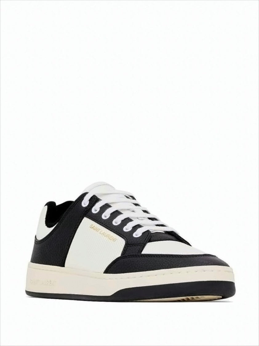 Saint Laurent Low-Top Sneakers In Smooth And Textured Calf Leather