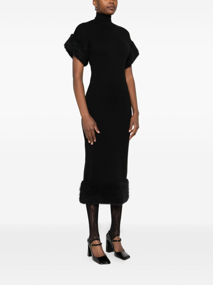 Moschino Black Wool Blend Midi Dress