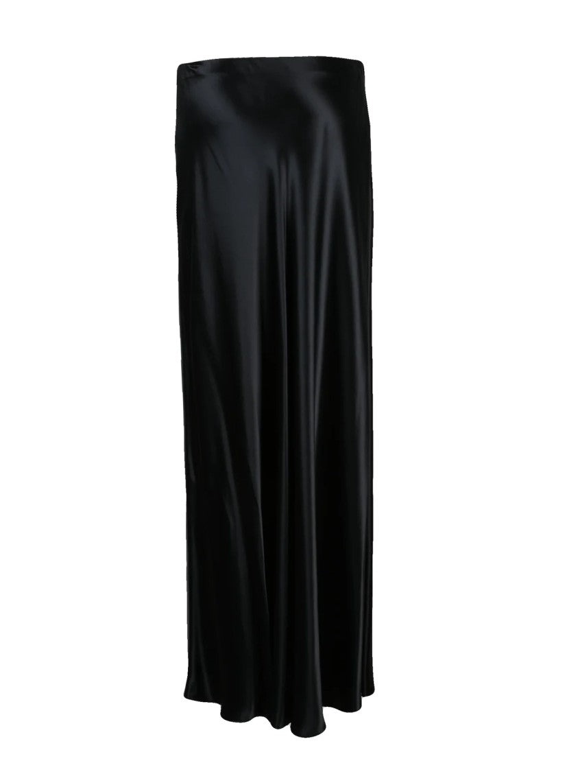 Alberta Ferretti Black Satin Viscose Maxi Skirt