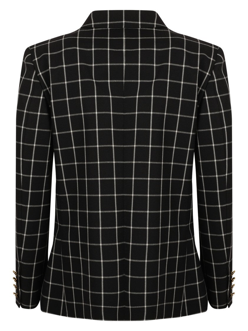Valentino Garavani Black Checkered Wool Blazer