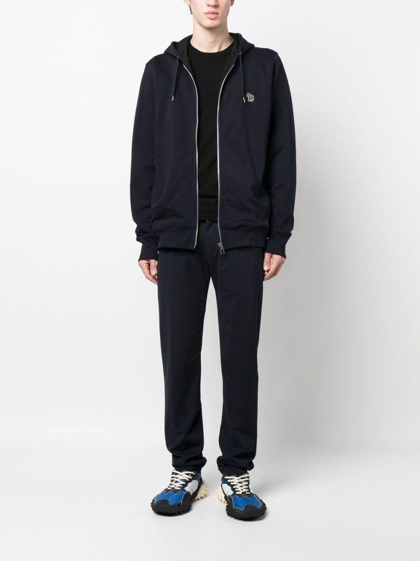 Paul Smith Men's Zip-Up Hoodie Sweater With Embroidered Logo
