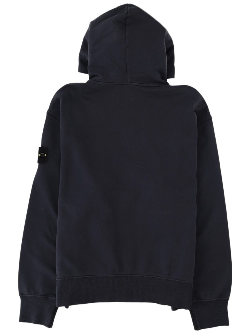 Stone Island Patch Logo Zip-Up Cotton Hoodie