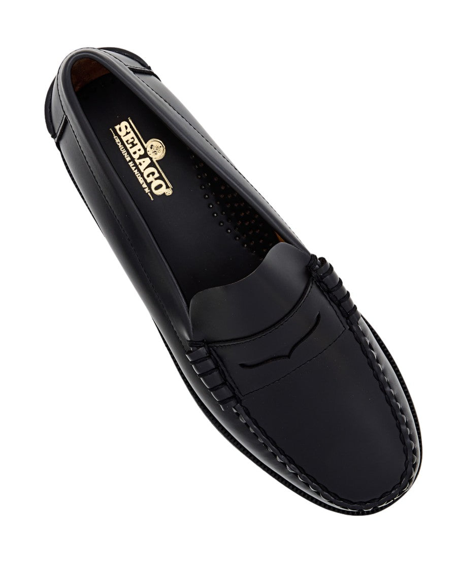 Sebago Black Classic Dan Polished Leather Penny Slip-On Loafers