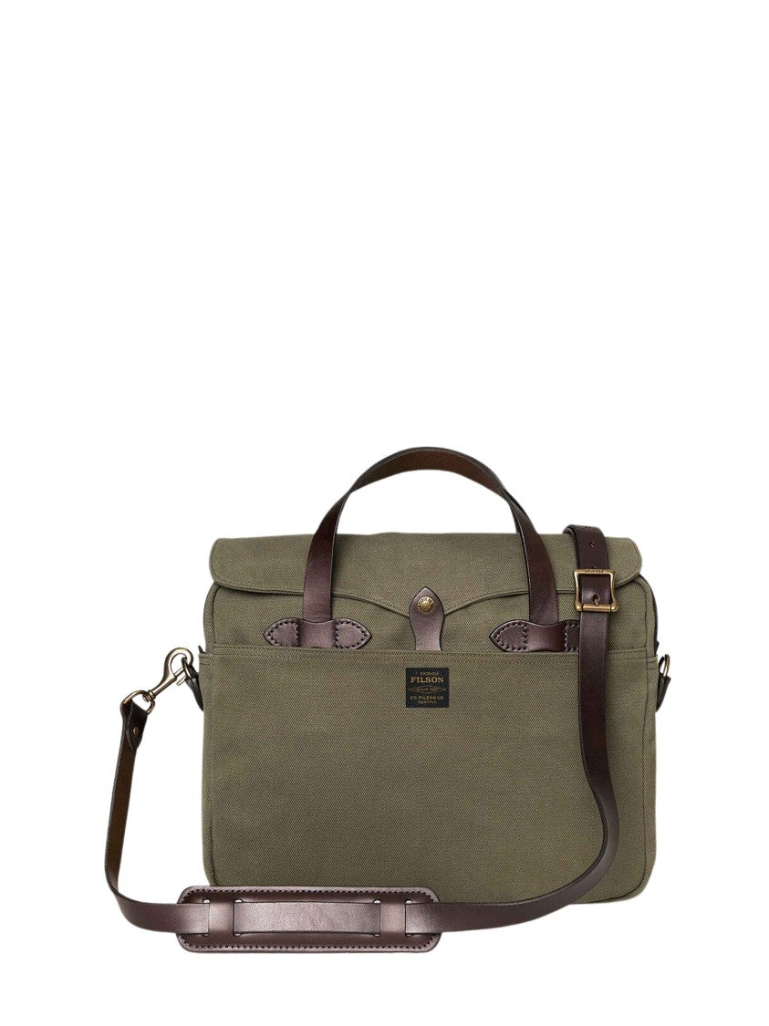 Filson Rugged Twill Briefcase With Leather Accents And Functional Design