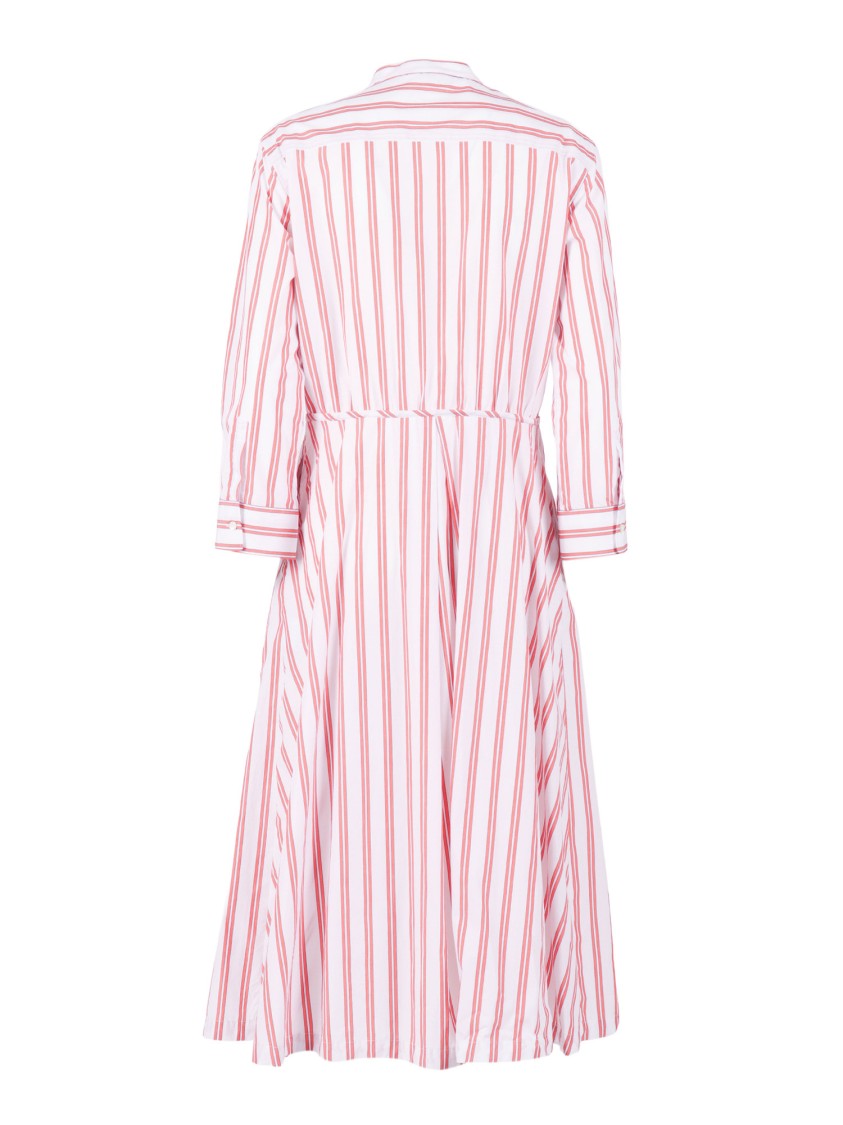 Aspesi Mandarin Collar Pleated Shirt Day Dress