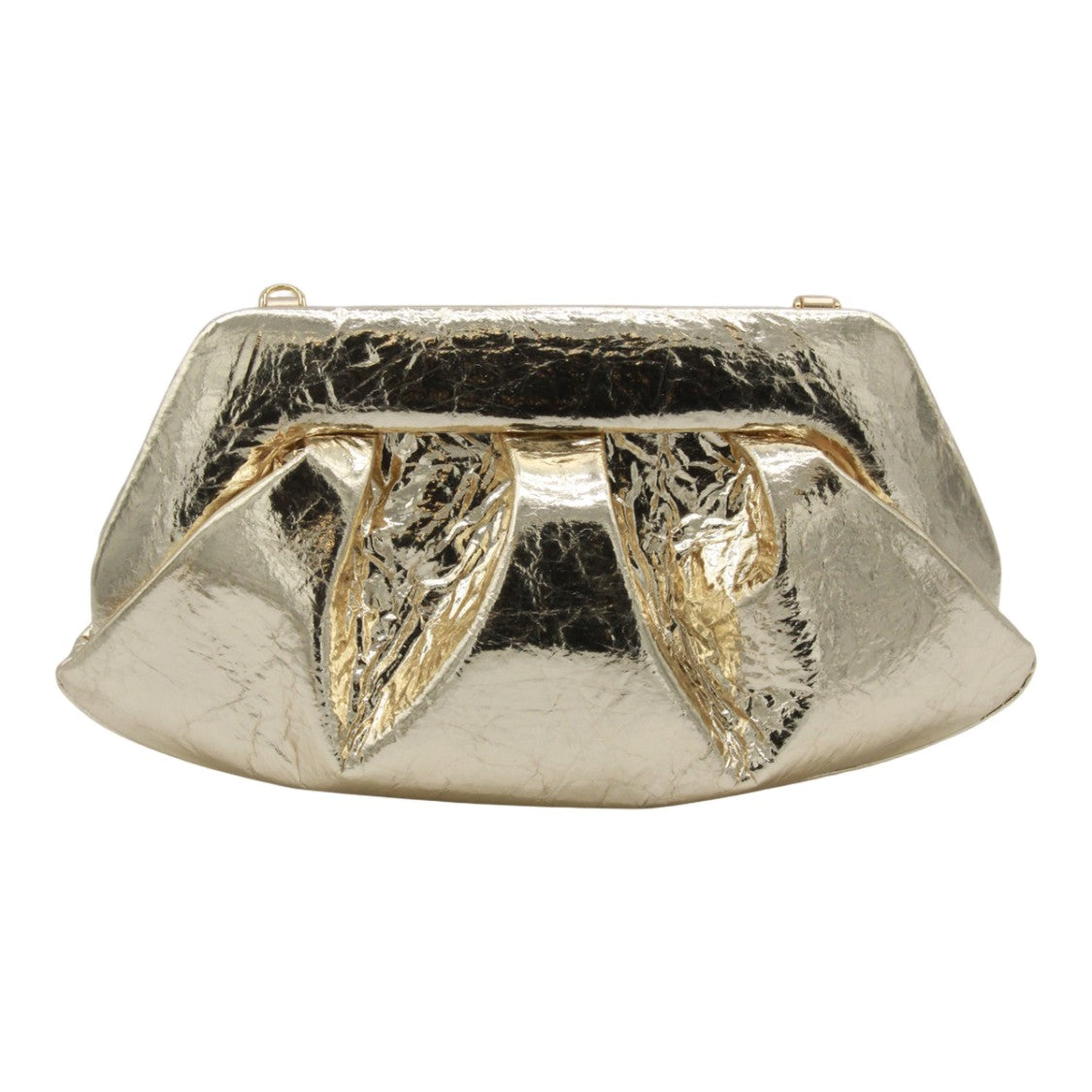 Themoirè Crinkled Gold Handbag With Structured Frame