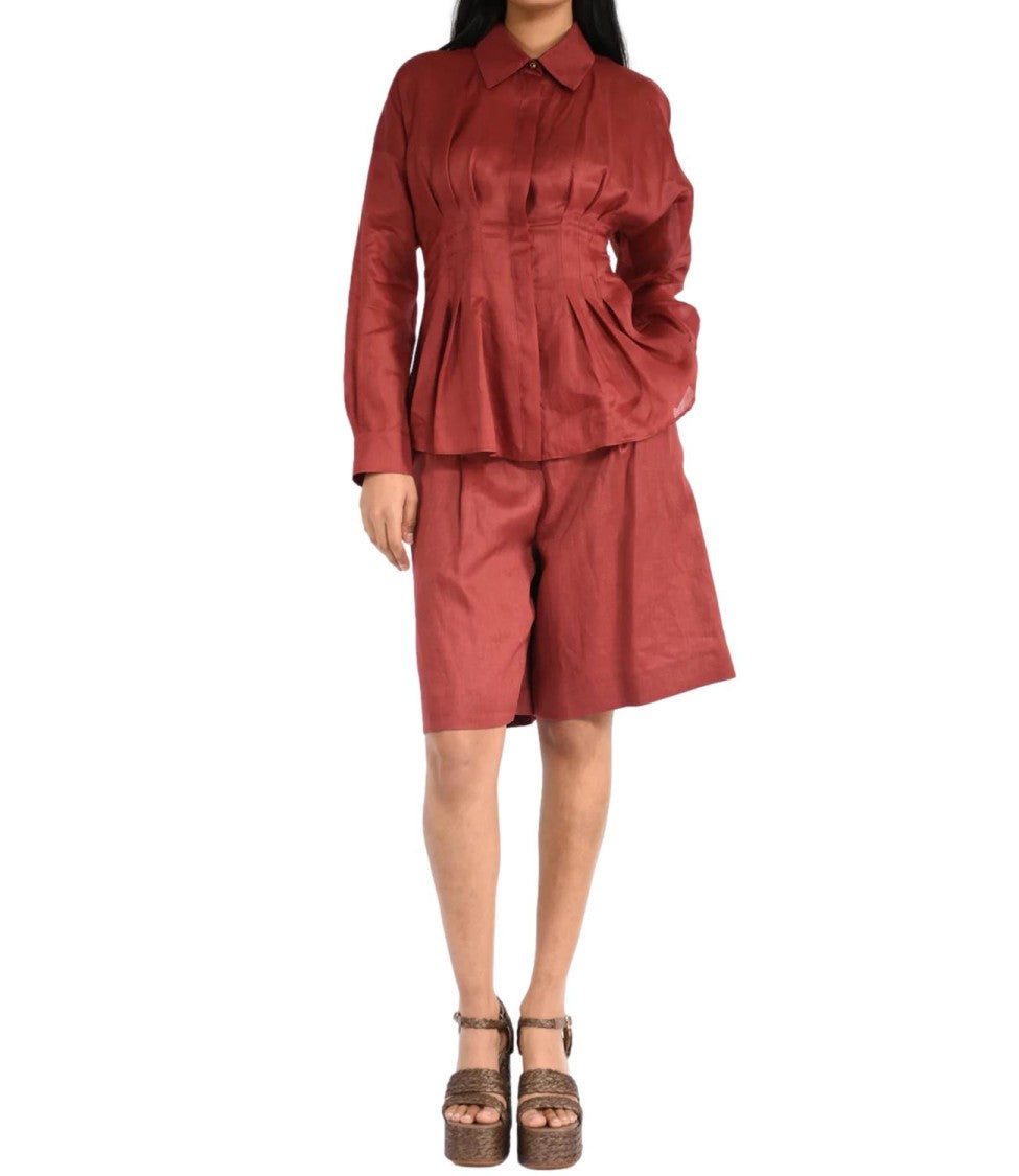 Max Mara Red Virgin Wool Casual Shorts
