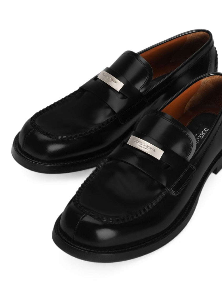 Dolce & Gabbana Polished Leather Moccasin Loafers