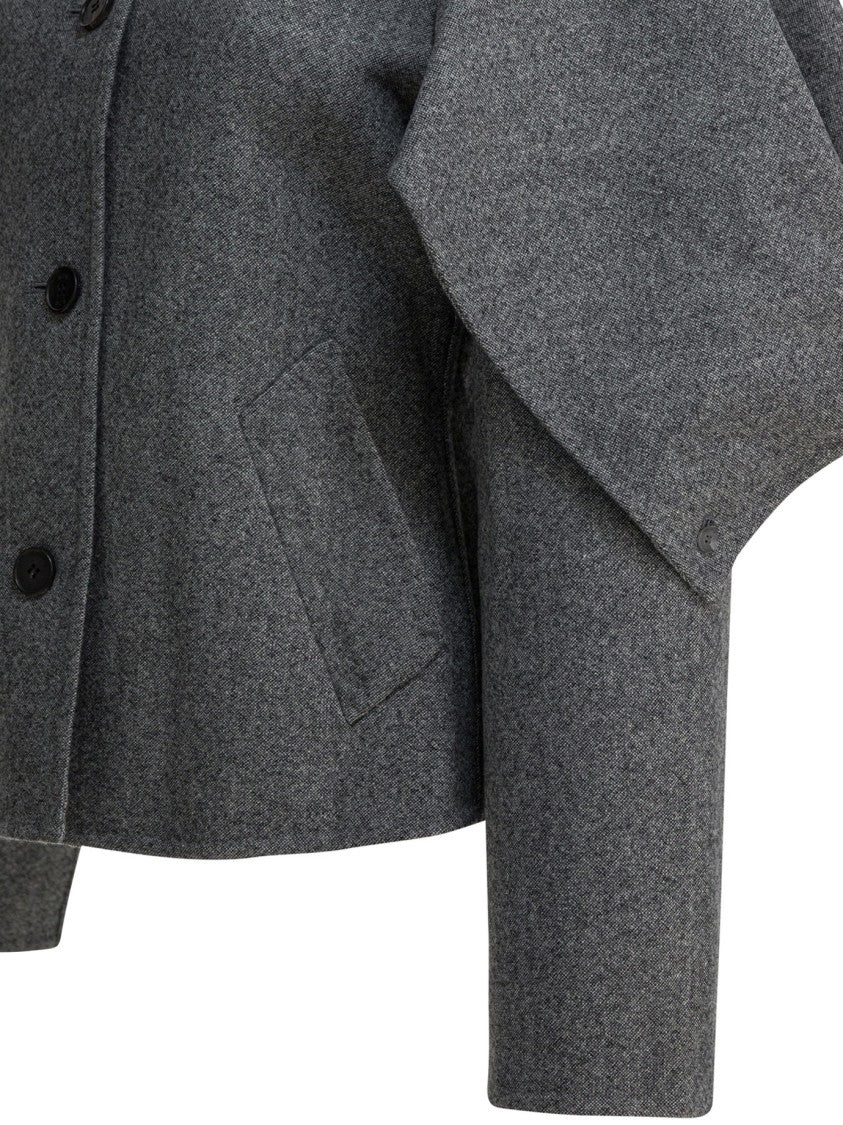R2w Layered Puff Sleeve Wool Blend Jacket