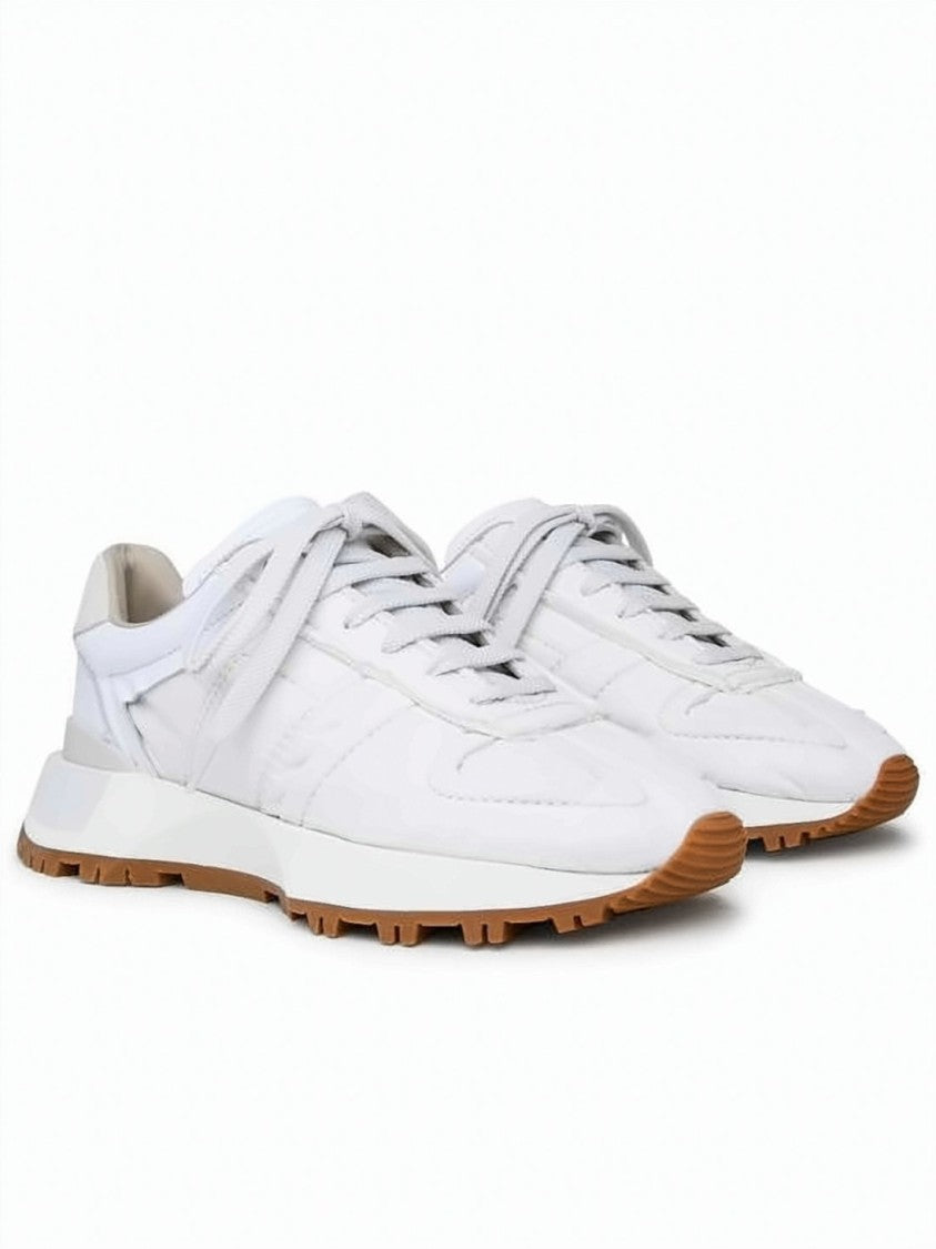 Maison Margiela Streamlined White Nylon Sneakers With Elevated Heel