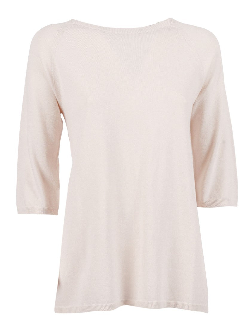 Kangra Cashmere Seamless Boat Neck Elbow Top