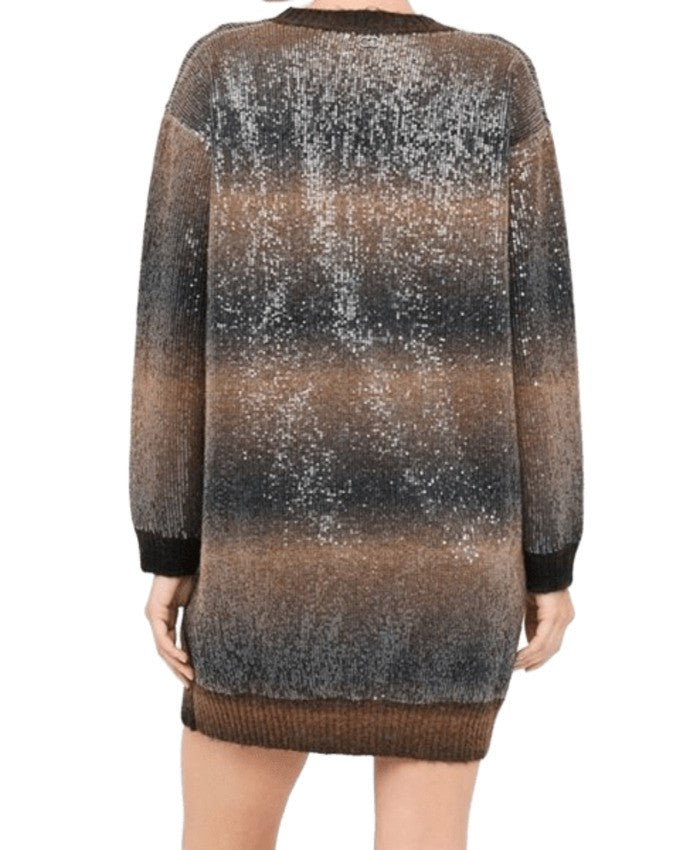 Liu Jo Gradient Brown Sequined Knit Mini Dress