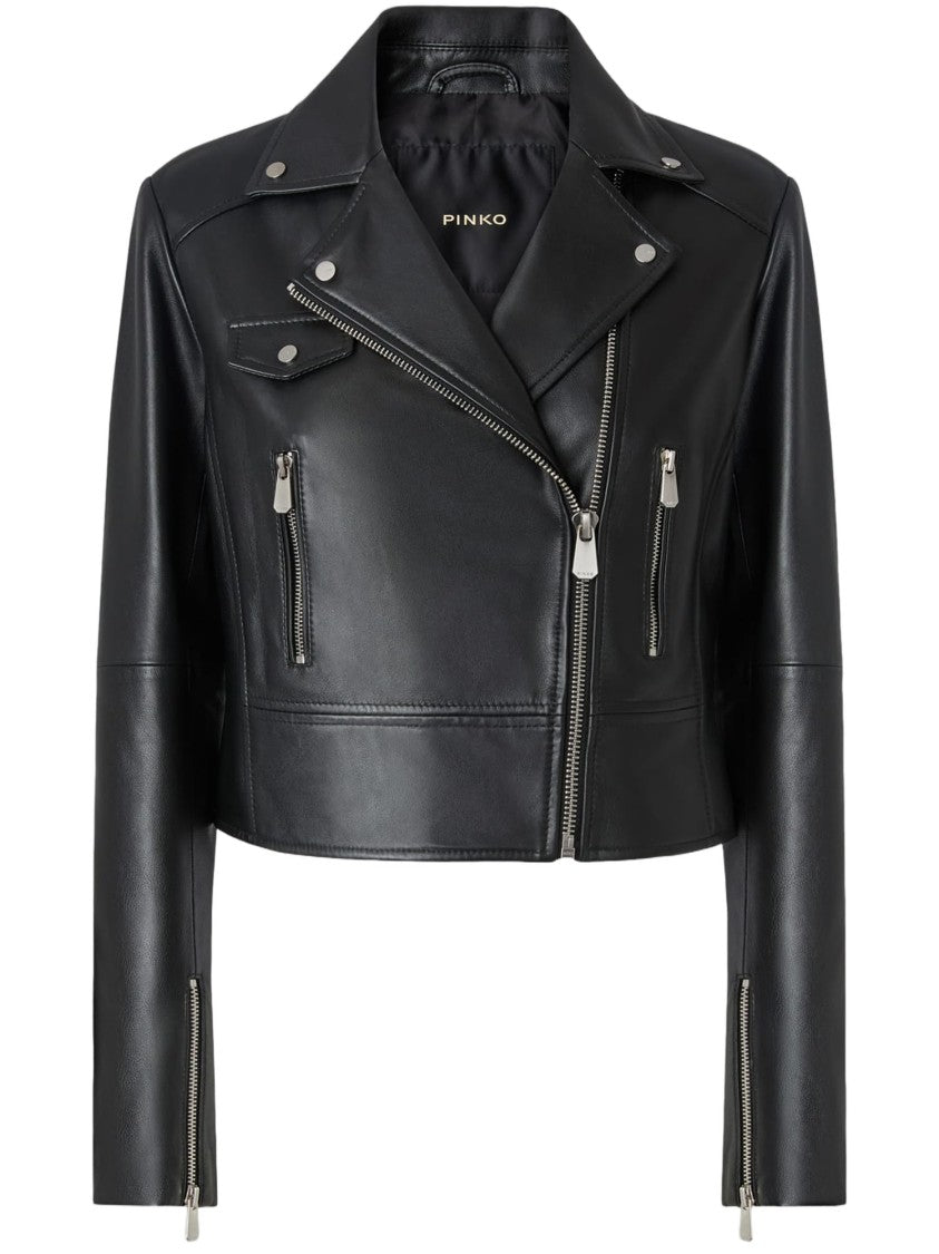 Pinko Biker-Style Nappa Leather Jacket