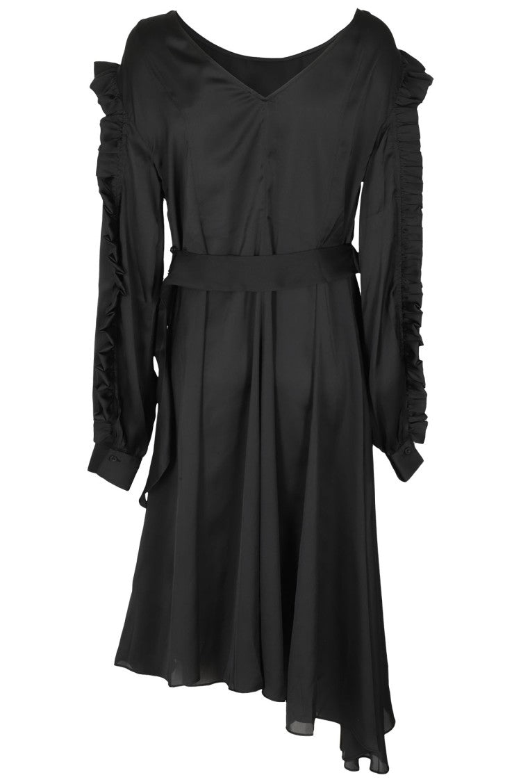 Remain Black Light Satin Draped Dress
