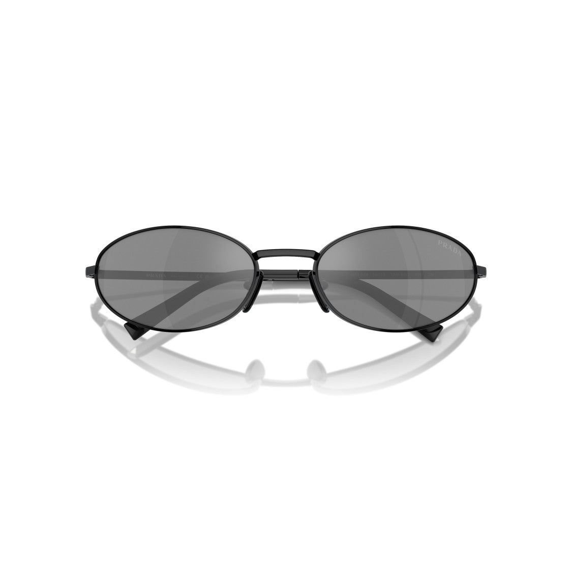 Prada Black 0Pr A59s Oval Frame Steel Sunglasses