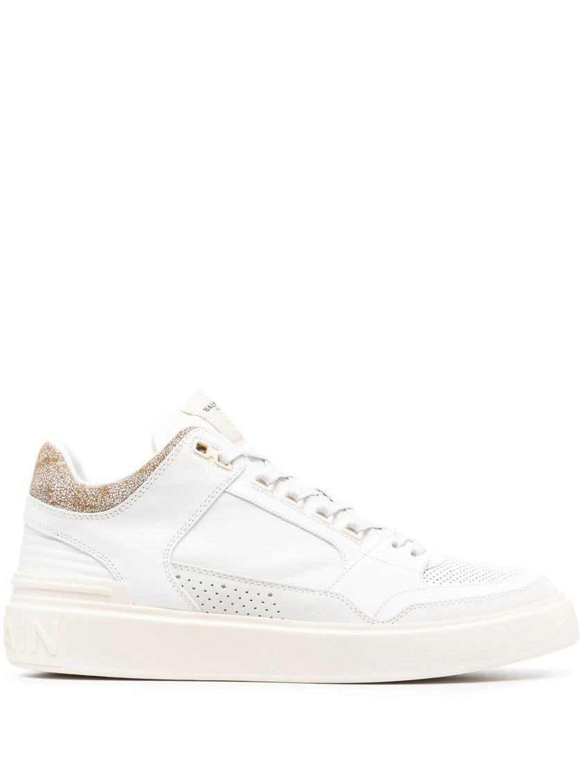 Balmain B Court Mid Top-Calfskin/Suede Trainers