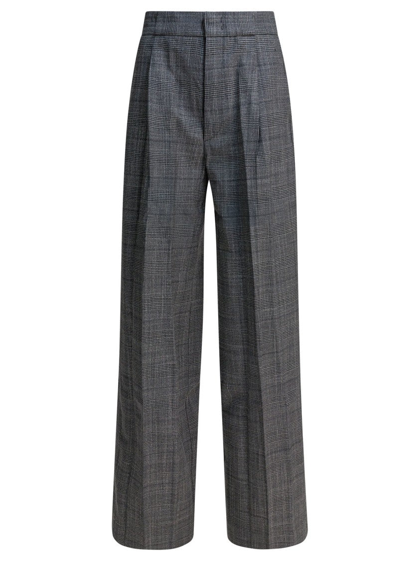 Sa Su Phi Wide-Leg Trousers With Tailored Fit And Subtle Checkered Pattern