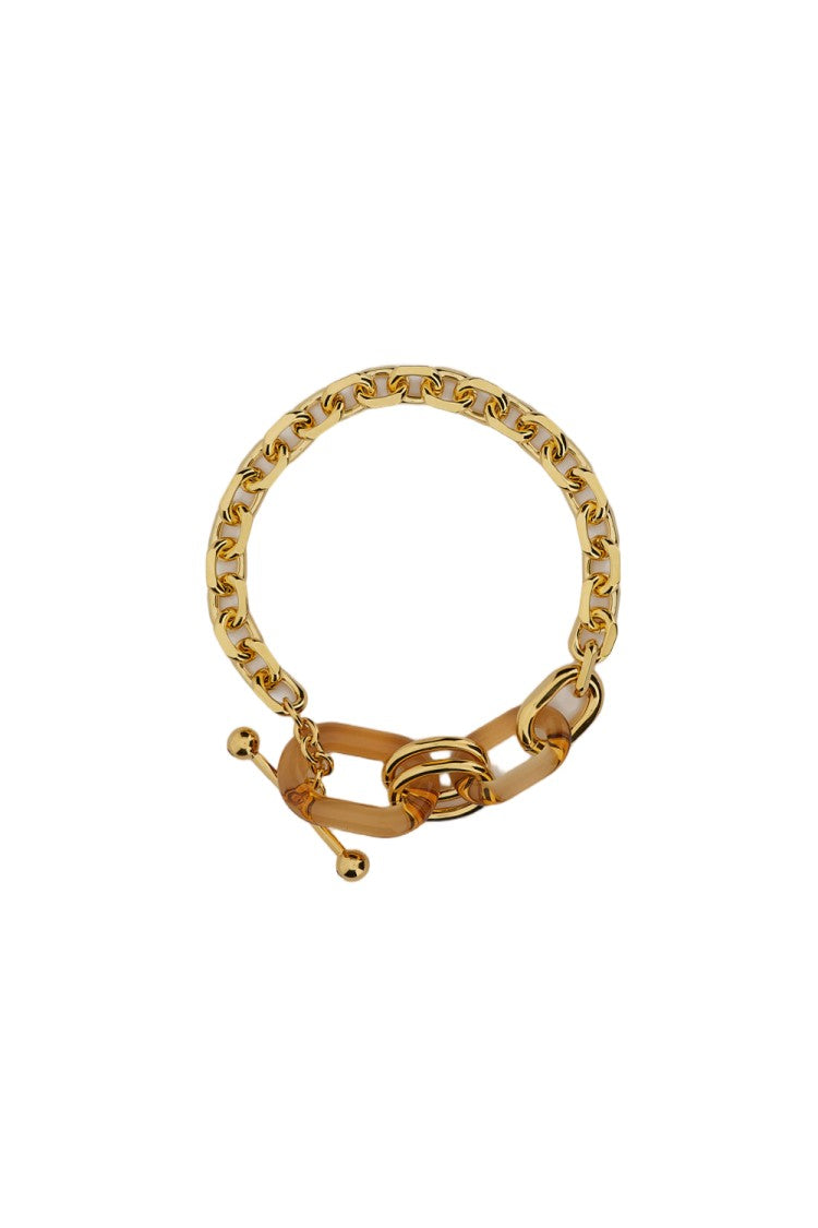 Rabanne Gold Sculptural Crystal Chain Link Necklace