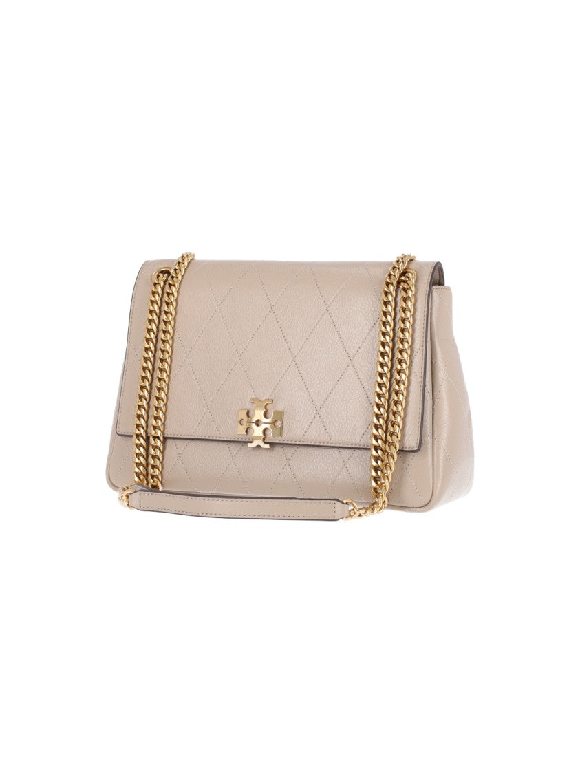 Tory Burch Grey Charlie Calfskin Leather Shoulder Bag