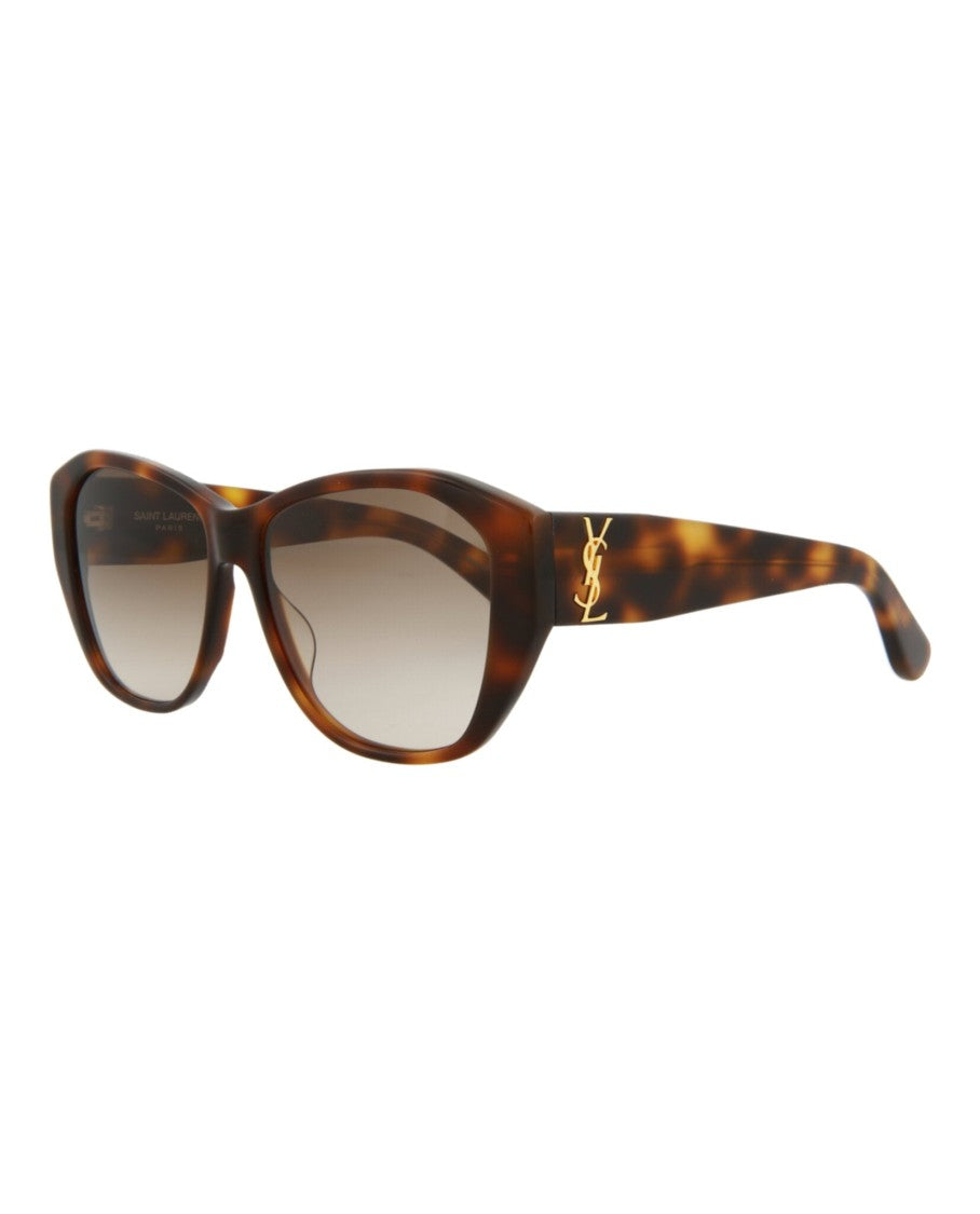Saint Laurent Tortoiseshell Round-Frame Acetate Sunglasses With Logo Detail